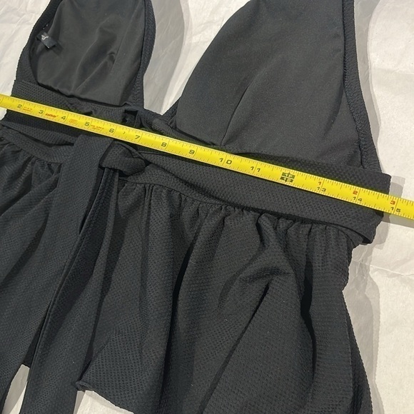 J. CREW - Swim Halter Peplum Tankini In Pique Black - Picture 9 of 10